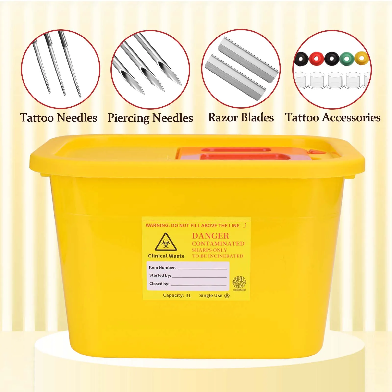 ATOMUS 2 قطعة 3L Microblading الوشم النفايات إبرة خرطوشة الأدوات الحادة شفرة الملحقات التخلص من القمامة جمع دلو صندوق تخزين