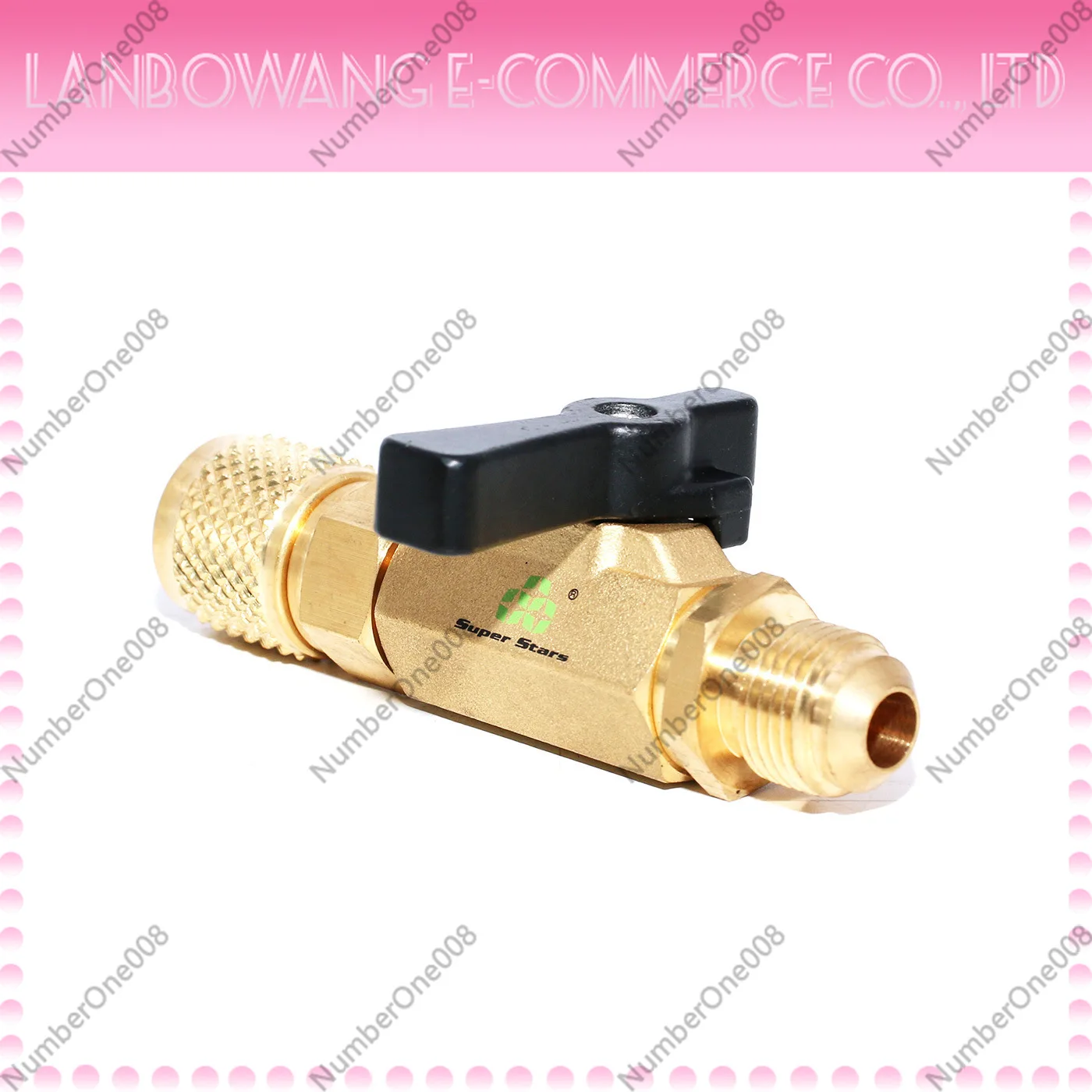Shengba 3/8 Refrigerant Ball Valve, Small Brass Shut-Off Valve for Air Conditioner Refrigerator Fluoride Pipe