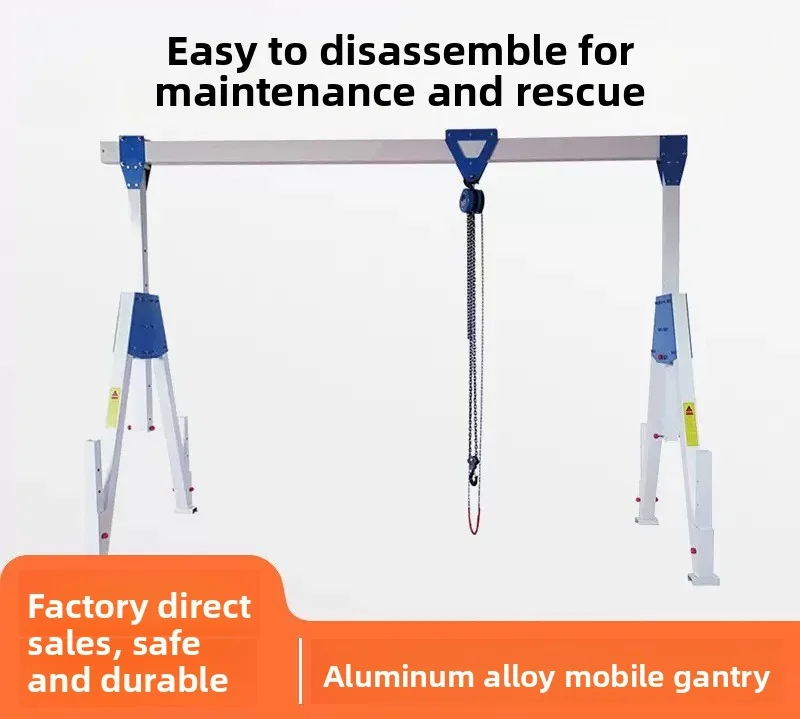 1T 2T 3T A Frame Mobile Portable Aluminium Gantry Crane with Elevation Adjustable Heavy Duty Lifting Crane for Warehouse Use