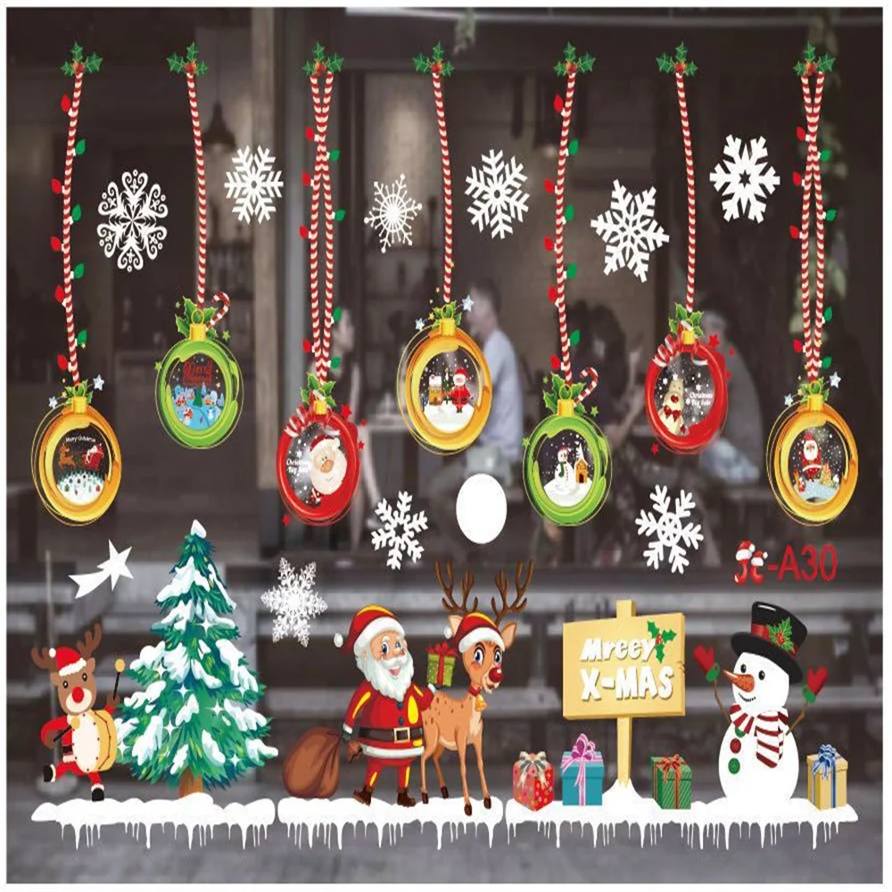 2025 Merry Christmas Decoration for Home Wall Window Gifts Sticker Ornaments Garland New Year Festoon Christmas Decoration