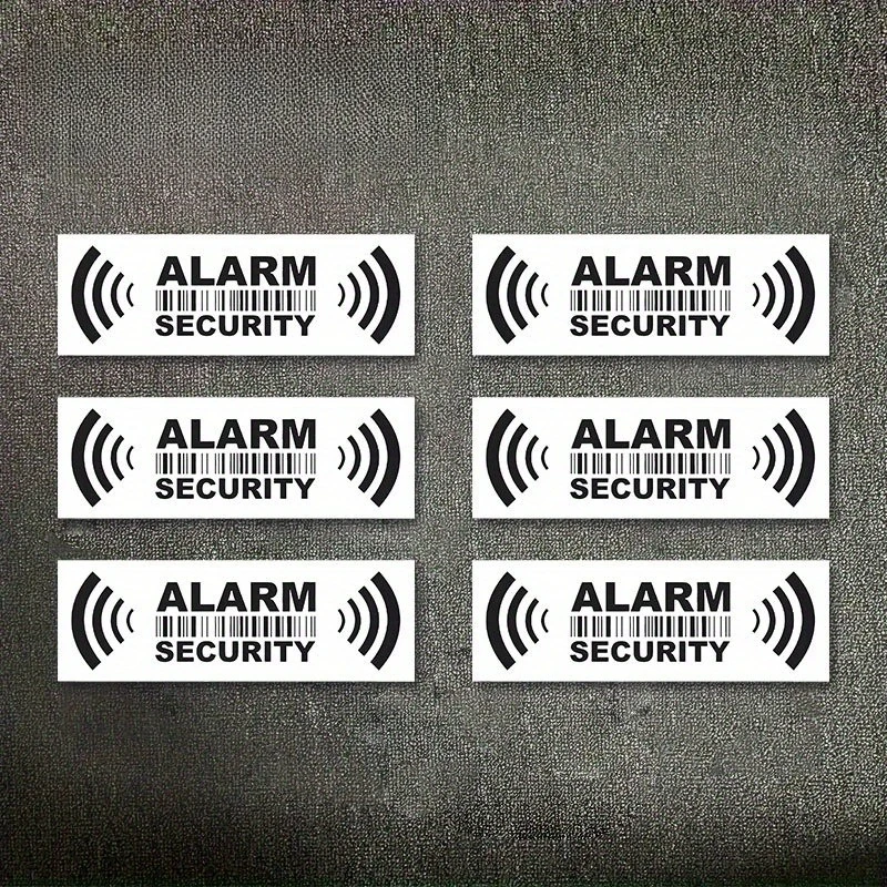 6Pcs Laser Effect ALARM SECURITY Waterproof Vinyl Stickers for Car Motorcycle Scooter Window Laptop Decor
