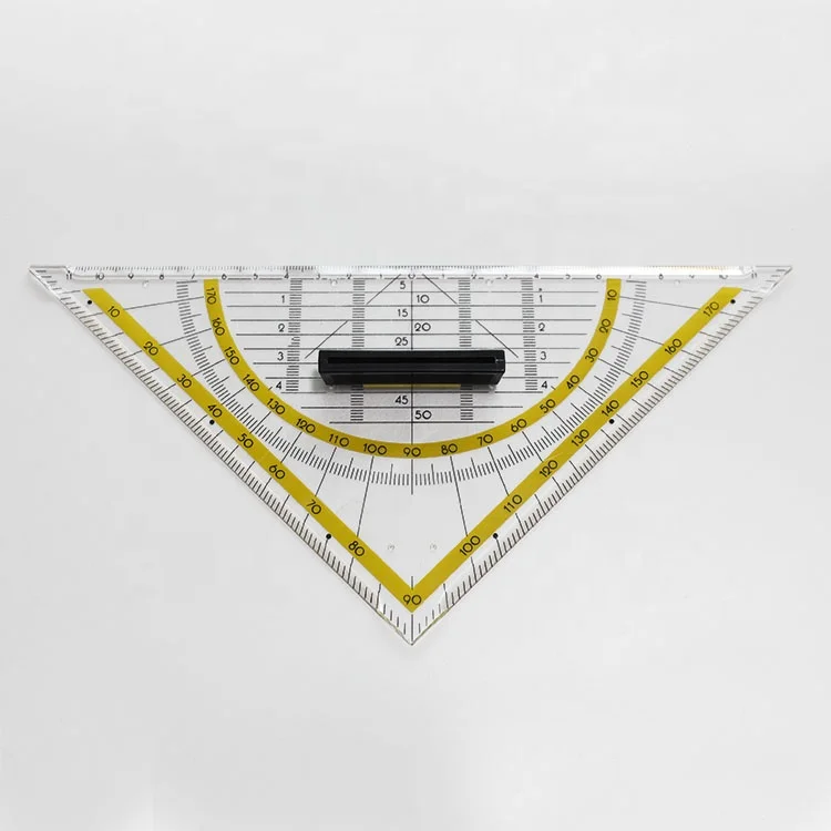 Drawing Drafting Geometry Protractor Triangle Ruler with Grip 22cm