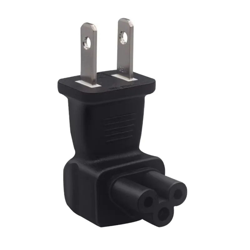 Black Right Angle US to IEC320 C5 Power Converter American China 2 Pin to C5 Receptacle clover leaf Female Power Adapter Plug