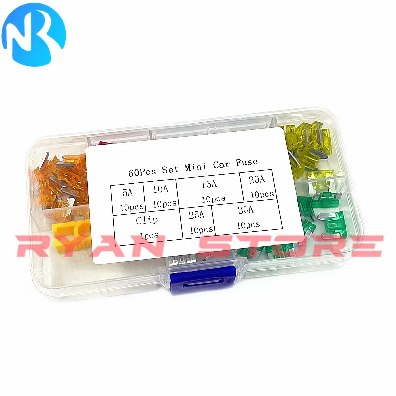 60PCS Box Small Mini 32V Car Fuse Kit Fuses Automatic Truck Blade The Insurance Insert  Auto Accessories 5A 10A 15A 20A 25A 30A