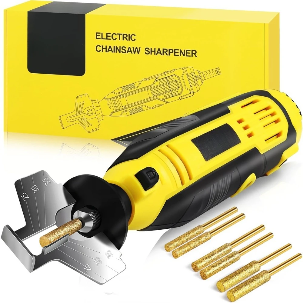 

Electric Chainsaw Chain Sharpener Kit with Titanium Coated Diamond Bits High Speed