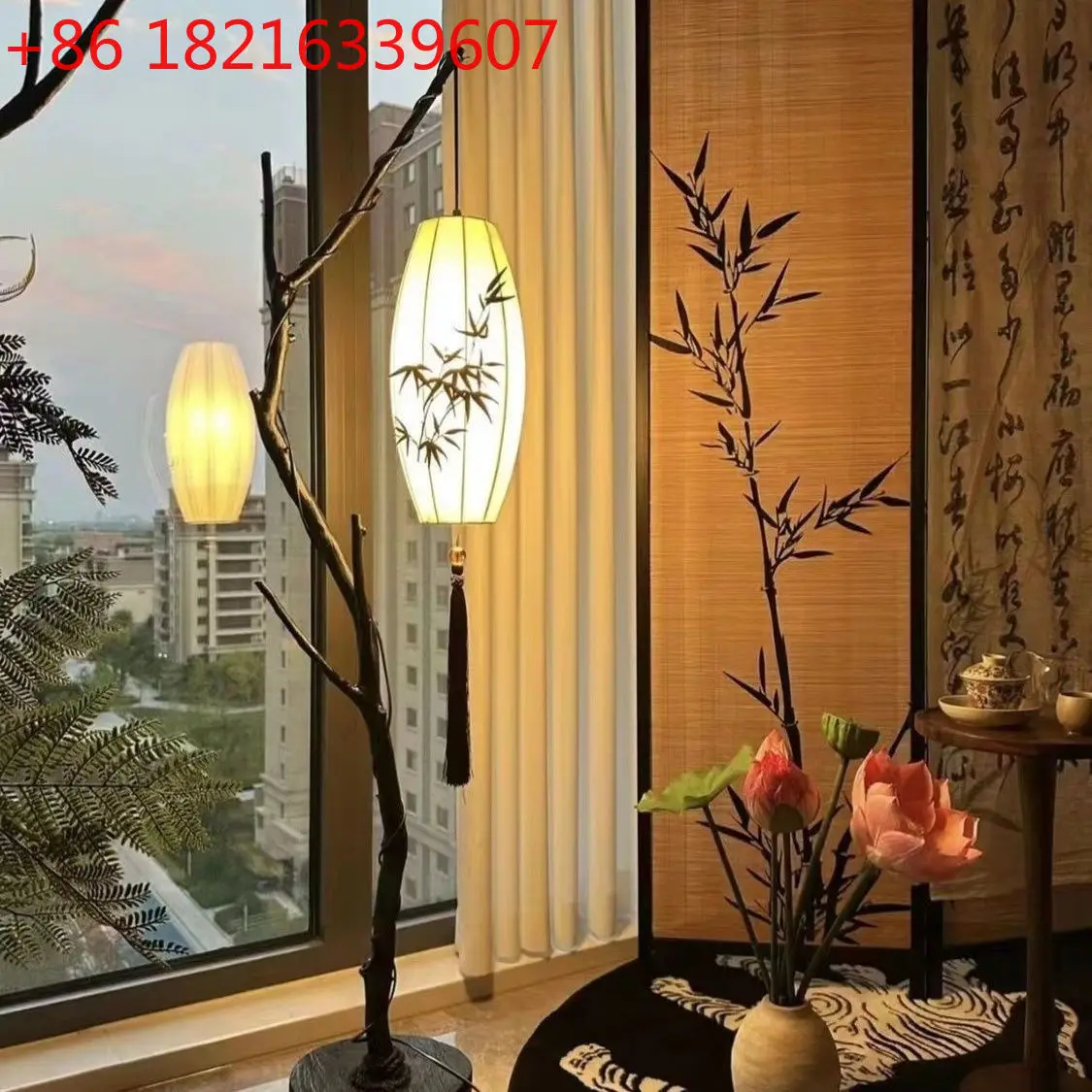 

Ancient Chinese Modern Floor Lamp Decoration Tea Room Atmosphere Tree Branch Study