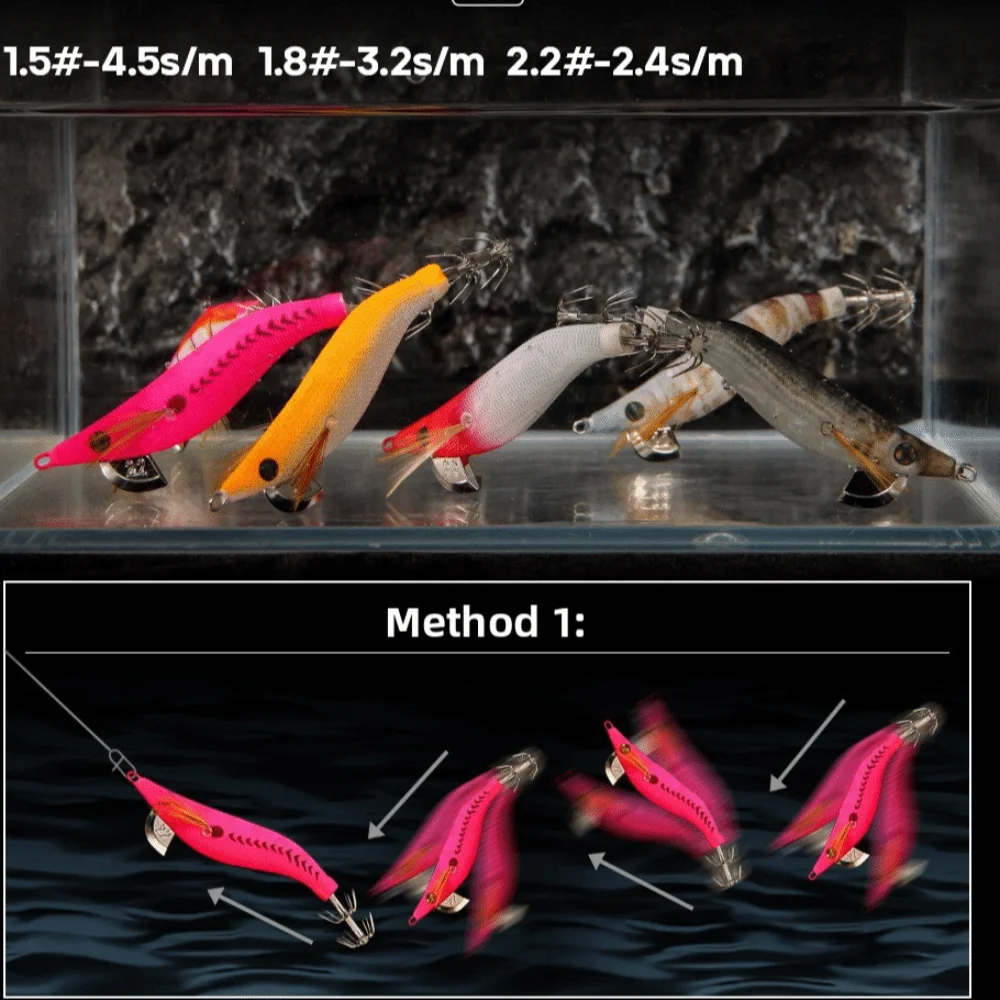 الحبار 1.8 #   طُعم صيد السمك المضيء 5.2 جرام، طُعم خشبي متوهج في الظلام، طُعم صيد الأسماك في أعماق البحار