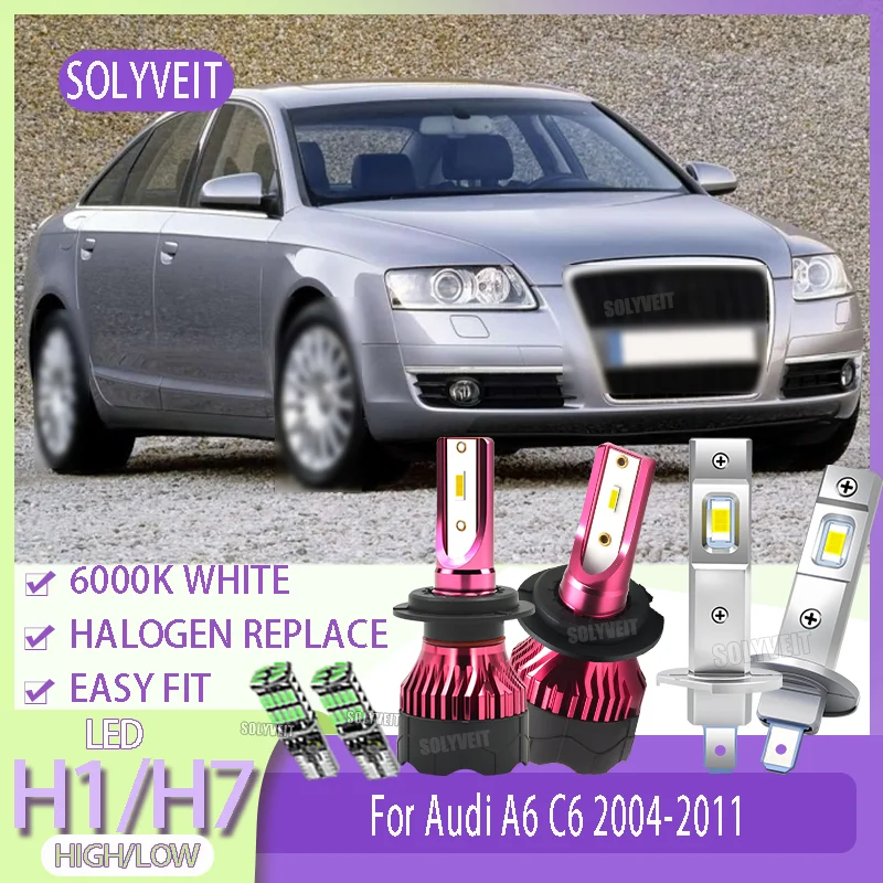 

High Performance 6000k White LED H1/H7 High Low Beam Bulb High Brightness For Audi A6 C6 2004 2005 2006 2007 2008 2009 2010 2011