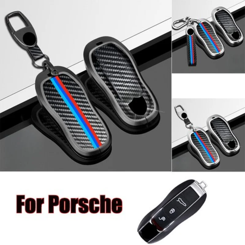 

A+ Alloy Carbon Fiber Car Key Fob Case Cover For Porsche 911 Panamera Cayman Macan