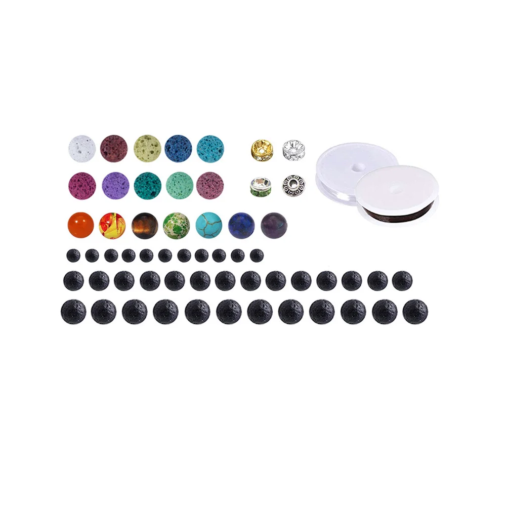 

1Set String Beads Natural Stone Volcanic 8mm DIY Jewelry Accessories Kit DIY Bracelet Necklace Earring Making Set