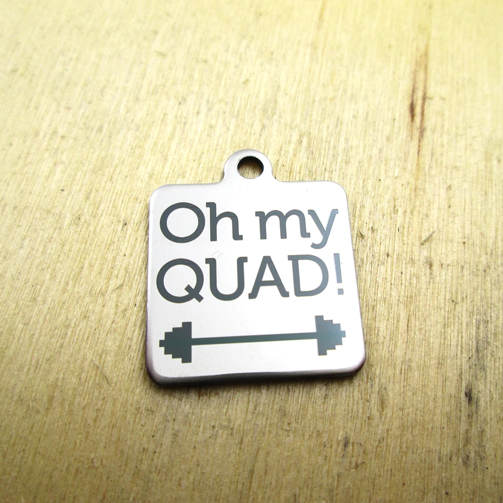 20pcs--oh my quad stainless steel charms - Laser Engraved - Customized - DIY Charms Pendants