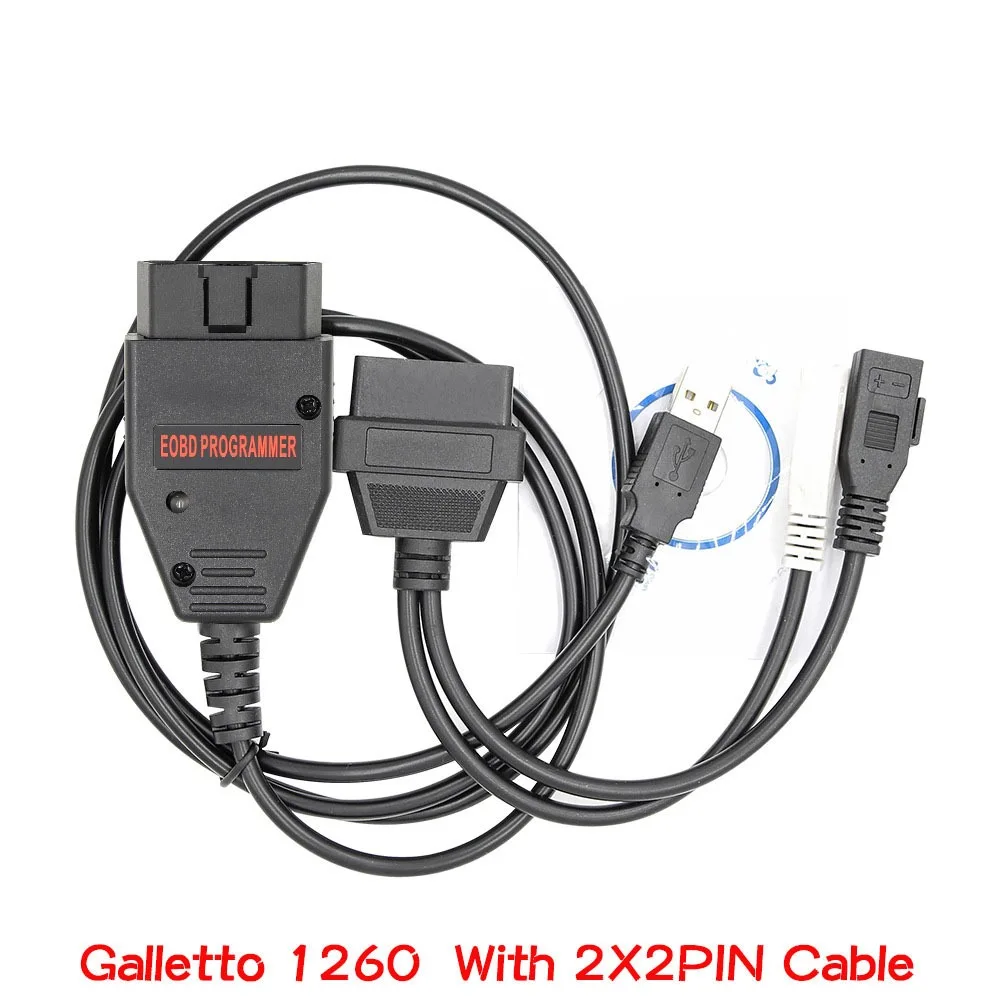 Galletto 1260 ECU Flasher FT232RQ Chip OBD EOBD Programming Cable with 2x2 Pin Adapter for Audi Vehicles