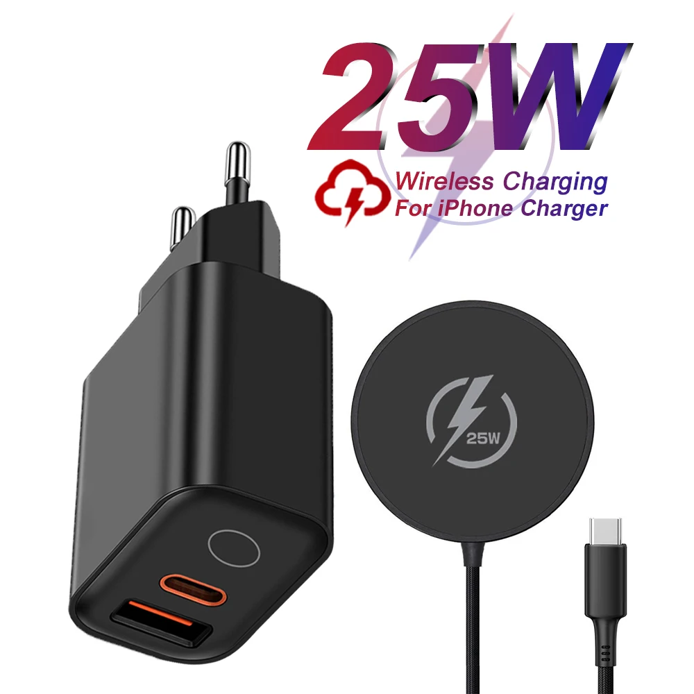 Chargeur Magnétique Sans Fil 25W pour iPhone 17 16 Pro Max Samsung S25 S24 Ultra Xiaomi – Charge Rapide pour Accessoires Téléphone Magsafe