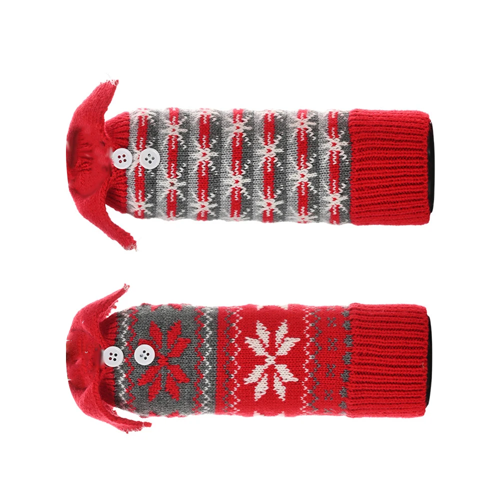 

2pcs Christmas Wine Bottle Cover Snowflake Pattern Knitted Pouch Holiday Party Decoration Xmas Gift For Family