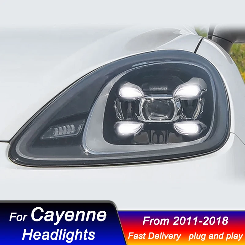 

Стайлинг автомобиля фары для Porsche Cayenne 958 2011-2018-2019 стиль светодиодный DRL динамический сигнал фары передний фонарь в сборе