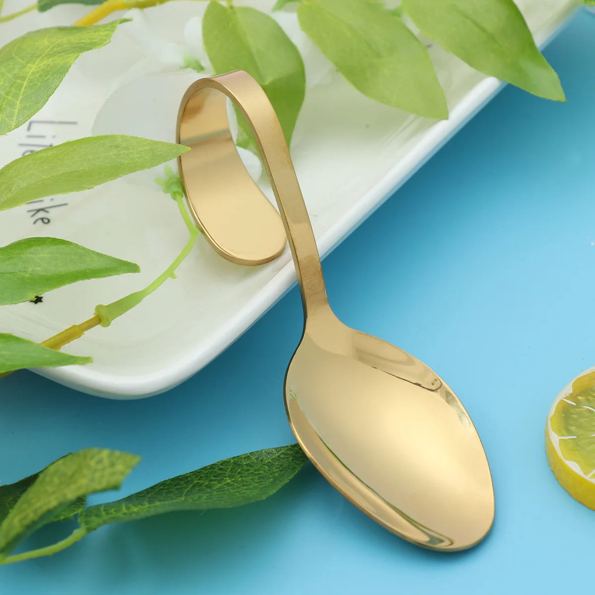 

Stainless Steel Serving Spoon Curved Handle Buffet Tasting Mirror Polished Heavy Duty Wedding Party Appetizer Display