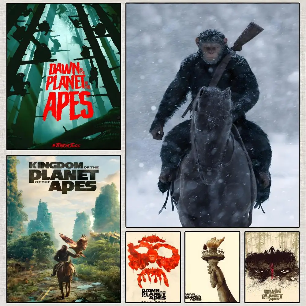 Film Planet Of The Apes Caesar Sci Fi Saga Poster PP Wall Art Print Removable Water-Resistant Home Decor  Bedroom Apartment Gift