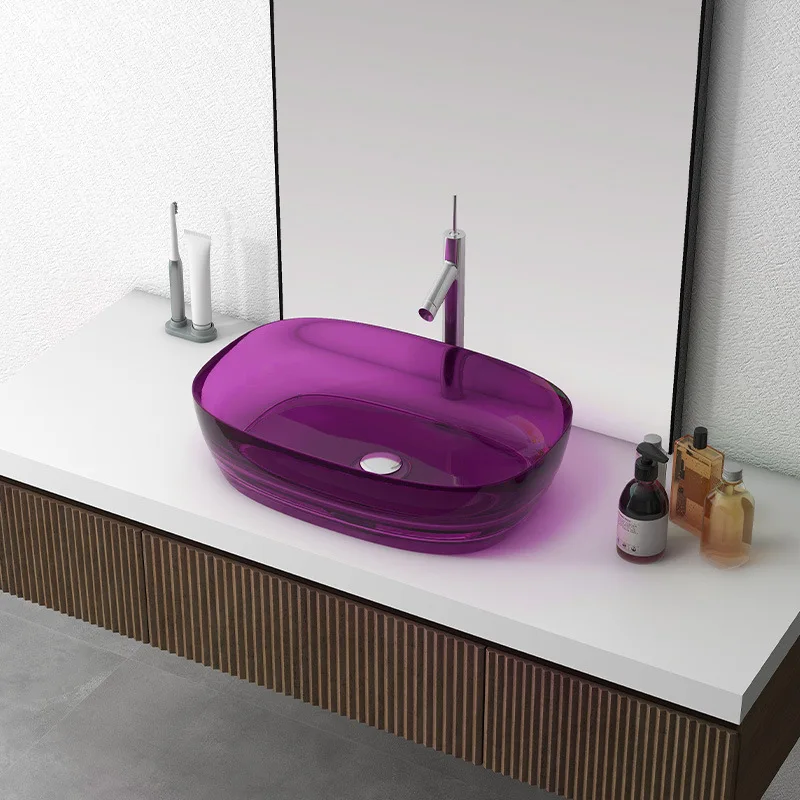 Transparent resin countertop basin Household bathroom Washbasin Hotel B & B Creative rectangular washbasin Basin