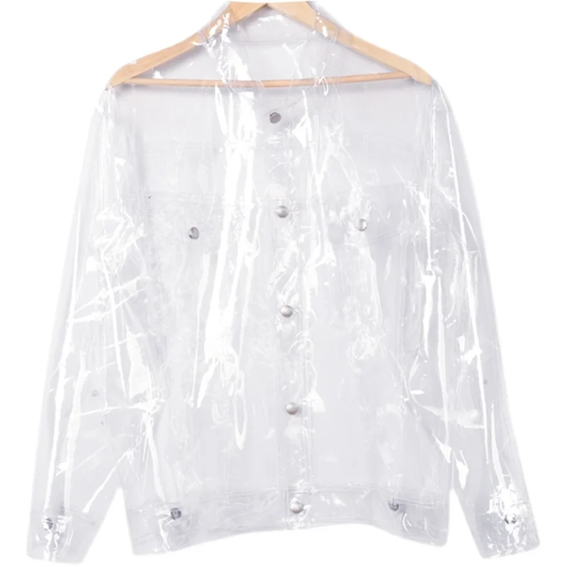 Girls  PVC Jacket Clear Coat Waterproof  DJ Club Bar Live Show Dance Costumes Cool Chic Guitar Show