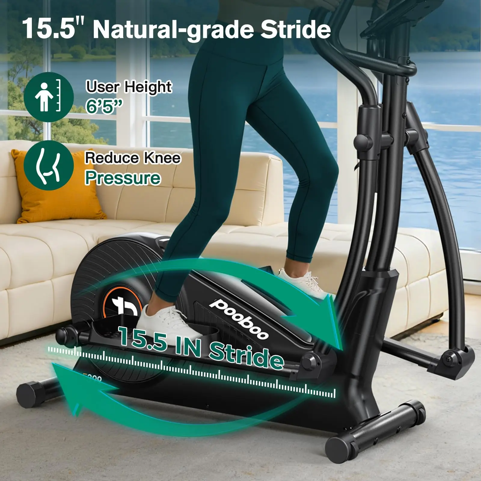 Elliptical Machine, Elliptical Exercise Machine with 16-Level Resistance&Quiet Magnetic Driving System, Elliptical