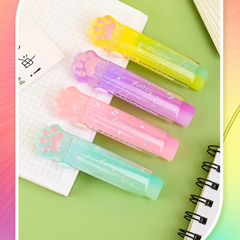 Cute Cartoon Cat Claw Eraser, Prêmios Estudantis, Conveniente e Prático Pequeno Presente, Material Escolar