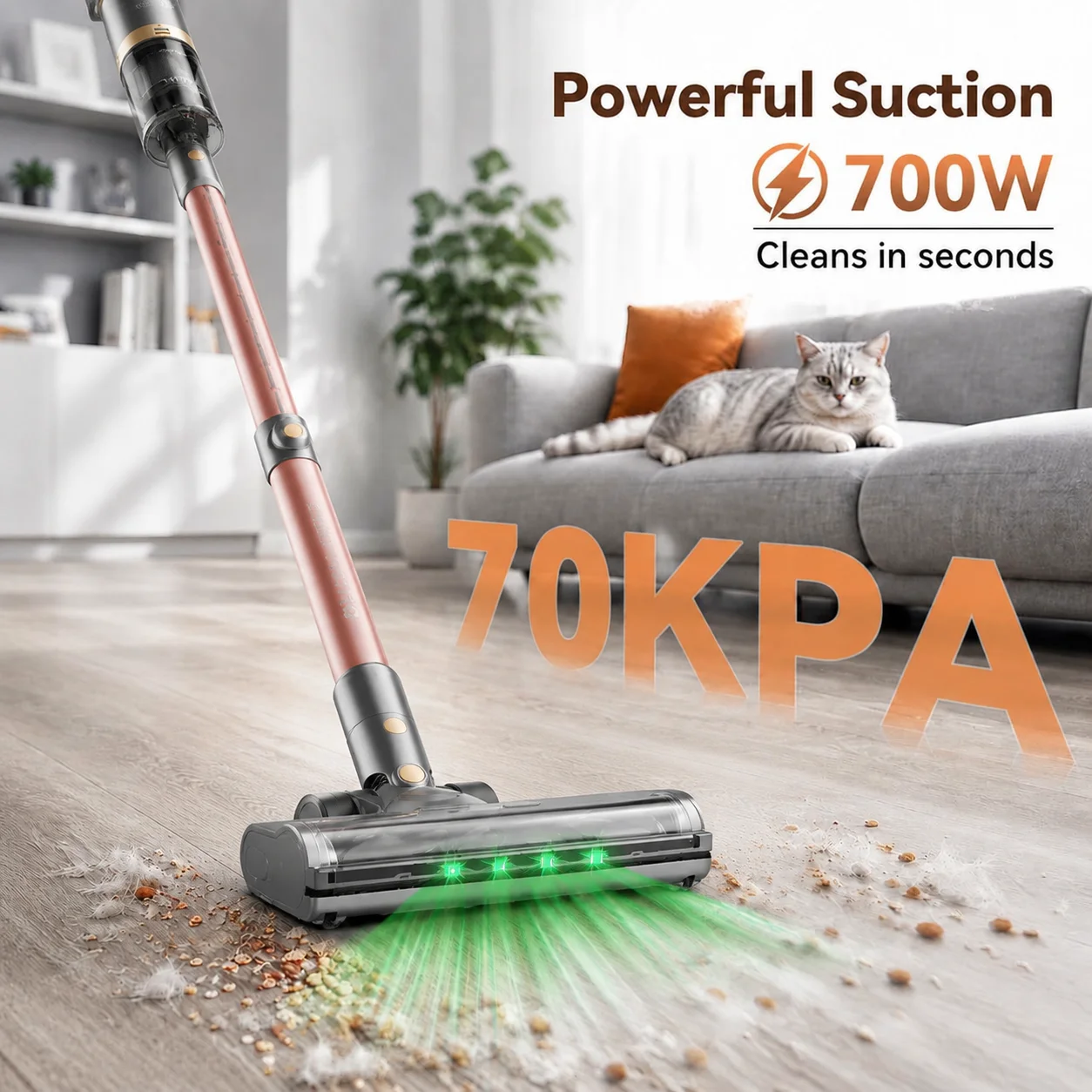 4-in-1 Cordless Stick Vacuum Cleaner,Up to 70Mins Runtime,Smart Display,Lightweight Vacuum for Pet Hair,Hardwood&Carpet