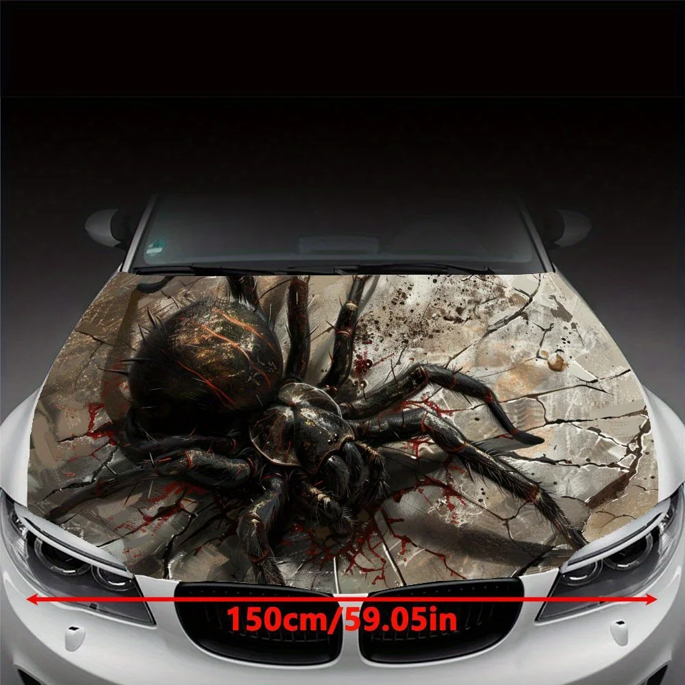 Fantasy horror giant crawling spider Car Hood Vinyl Wraps Sticker, Car Engine Decal, Waterproof Self-adhesive Car Packaging Cove
