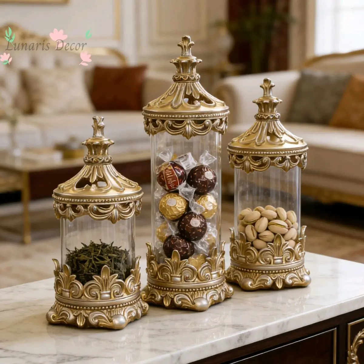 

Tea luxury storage tank, high-end decorative jar, exquisite resin ornament, American light luxury style