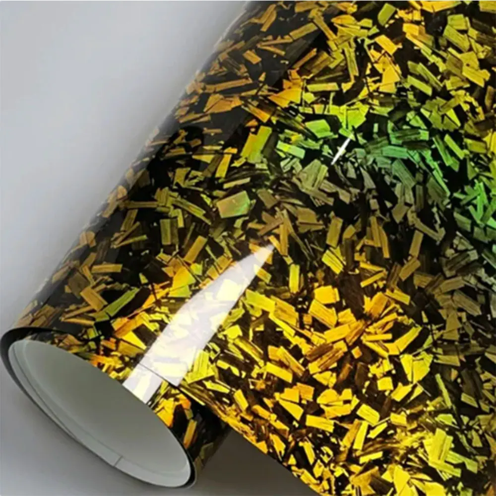 

Highest quality PET Glossy Holographic Gold Silver Rainbow Forged Carbon Fiber Vinyl Wrap Film (PET Liner) quality Warranty