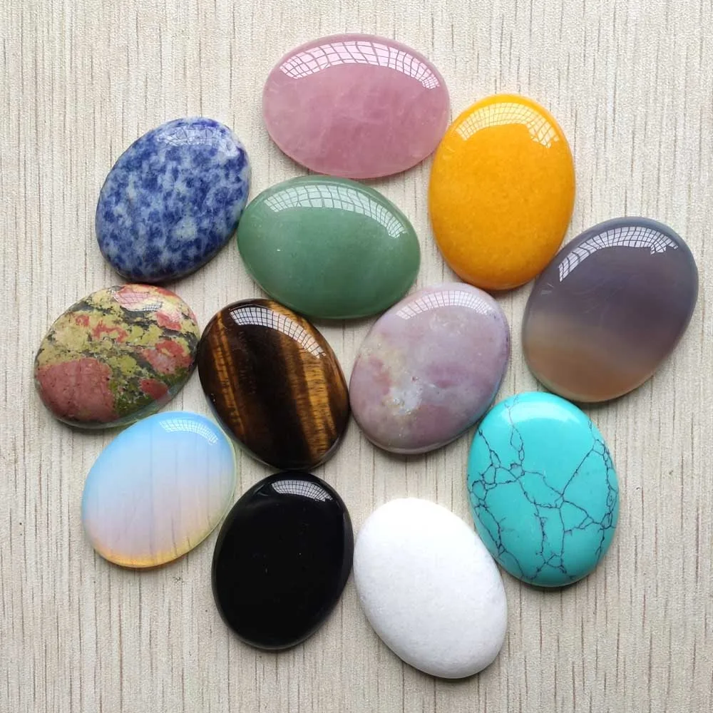 Wholesale 12pcs/lot fashion assorted natural stone mixed Oval CAB CABOCHON beads 30x40mm for DIY jewelry accessories making free