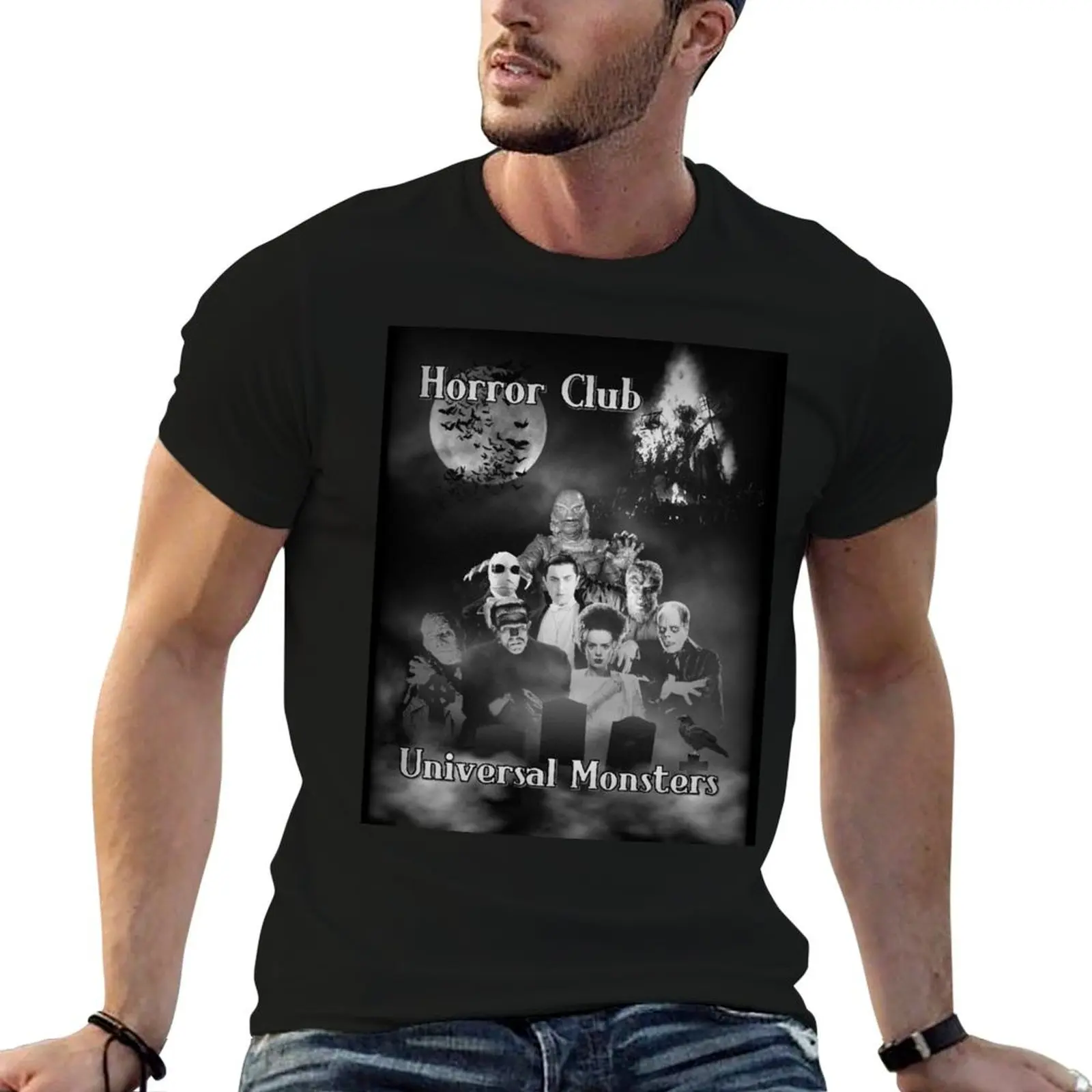 Horror Club - Universal Monsters. T-Shirt t shirt man cotton cotton t shirts high quality man t shirt graphic T-shirt