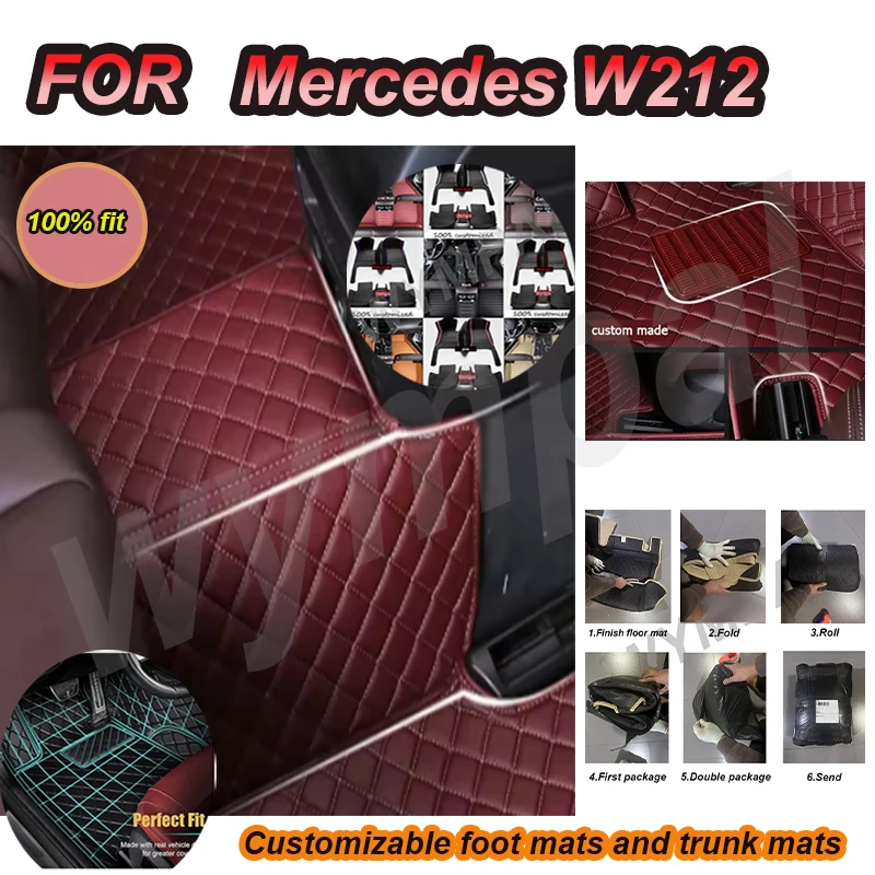 

Роскошные автомобильные коврики на заказ для Mercedes W212 2009 2010 2011 2012 2013, роскошные кожаные автомобильные коврики