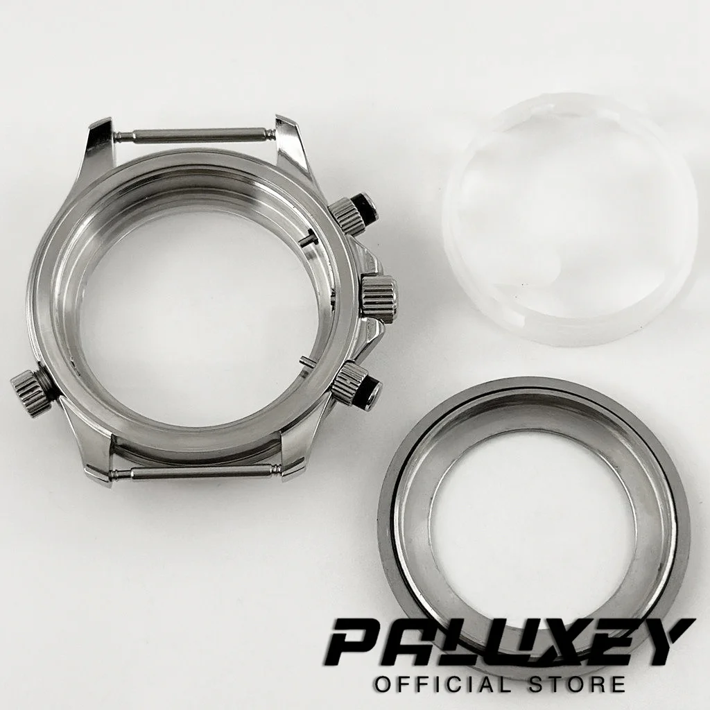 Seamaster 300 caixa de relógio vk63 41mm multi-funcional quartzo cronógrafo caixa de relógio vidro safira apto para movimento vk63 vk64