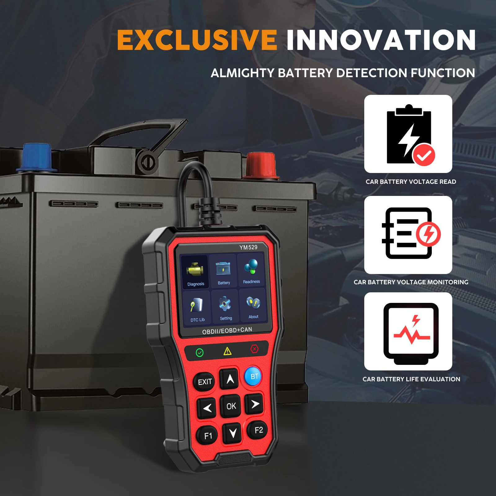 Motorsi قارئ رمز خطأ رمز الماسح الضوئي YM519 أداة تشخيص السيارة obd2 قارئ الرمز تحقق نظام المحرك جهاز اختبار بطارية للألمانية