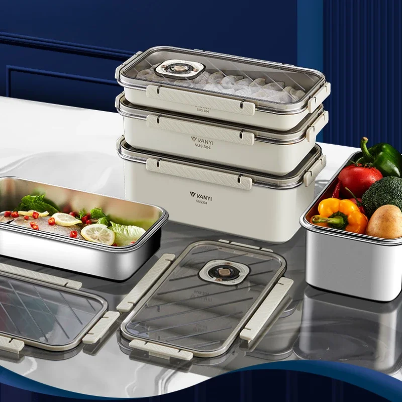 Stainless Steel Fresh-keeping Box Sealed Food Grade Lunch Box Refrigerator Fresh-keeping Storage Box