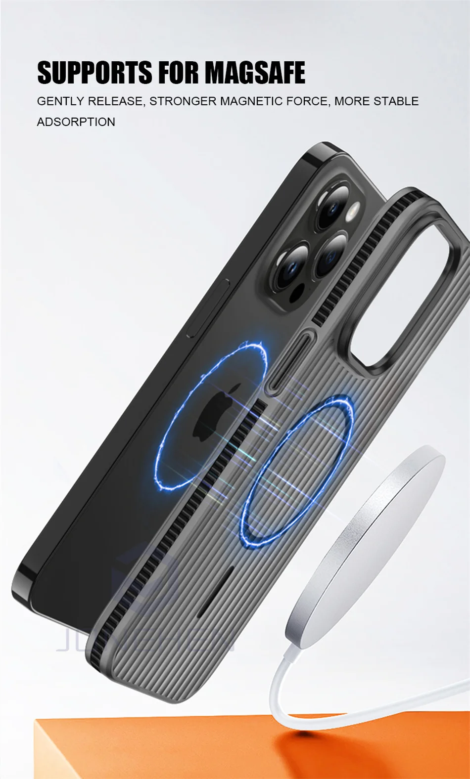 Corrugated Pattern Non-slip Bumper Magnetic Wireless Charge Case For Magsafe For iPhone 16 15 14 13 17 Pro Max Hard Matte Cover