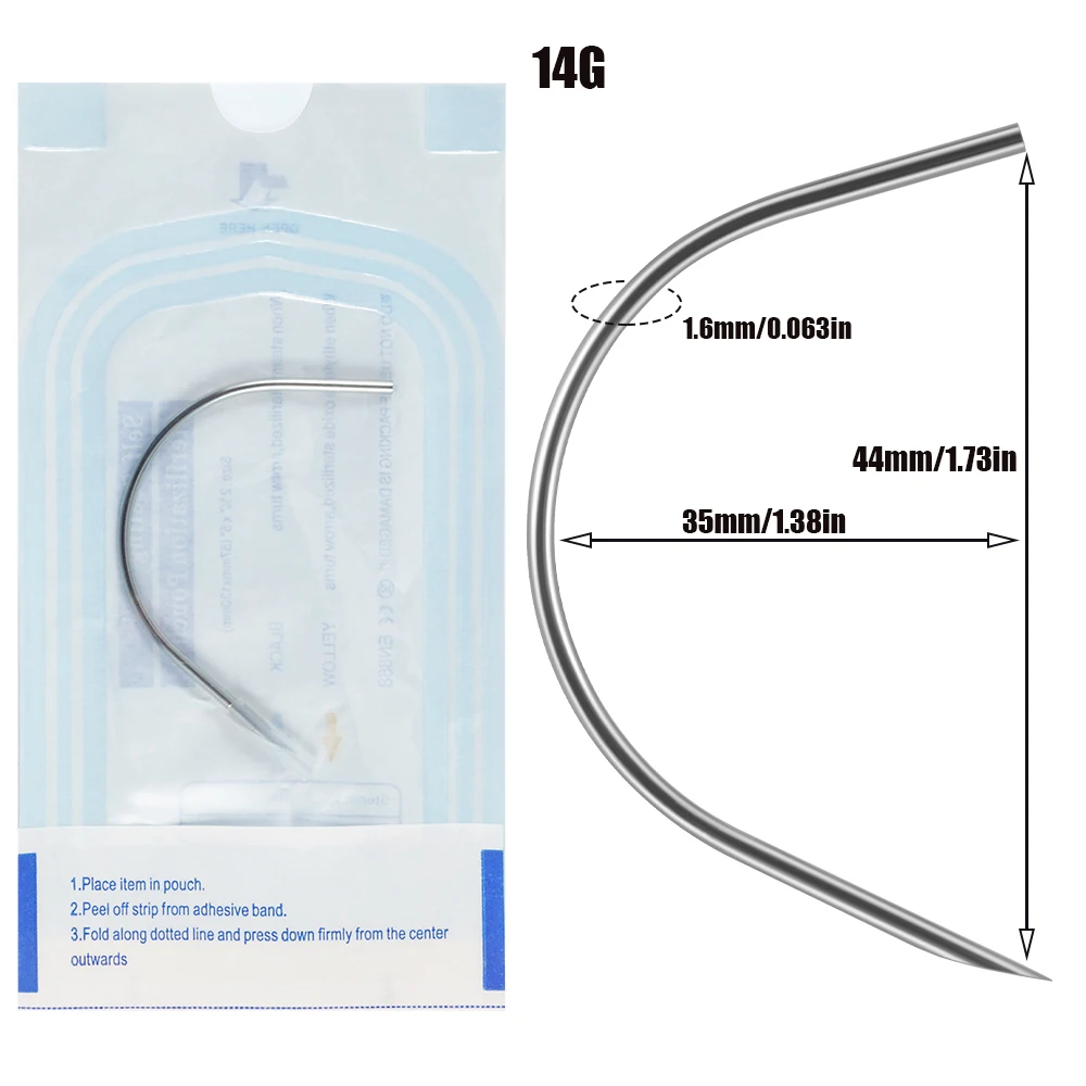 Curved Needle with Disposable Sterile Package for Piercing