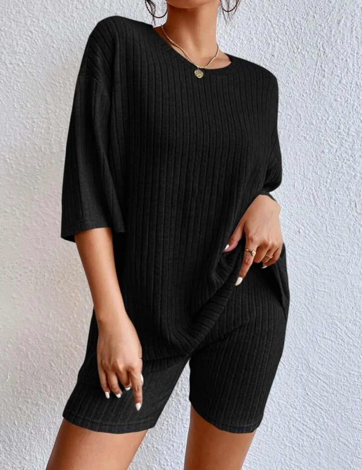 Spring Summer Short Sleeve T Shirt Short Pants Two Piece Set Women Casual Loose O Neck Top High Waist Tracksuit Female Outfits
