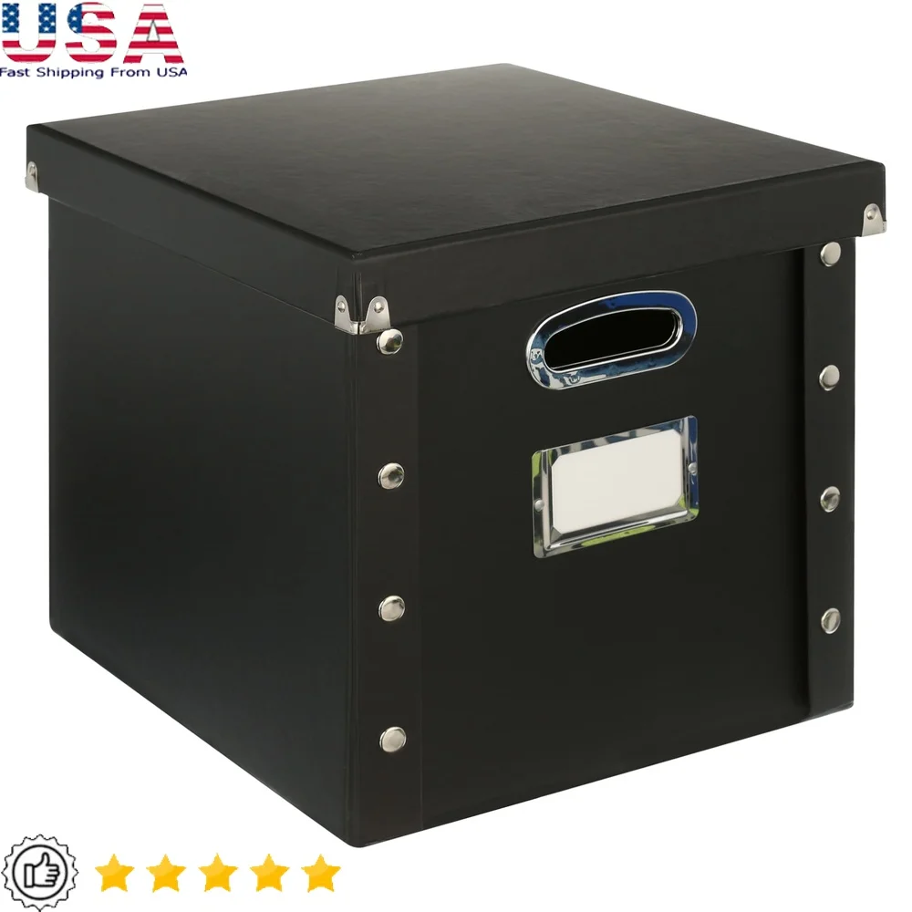 

Vinyl Record Storage Box with 13 A-Z Guides Collapsible Organizer Up to 50 Records Keepsake Storage Solution