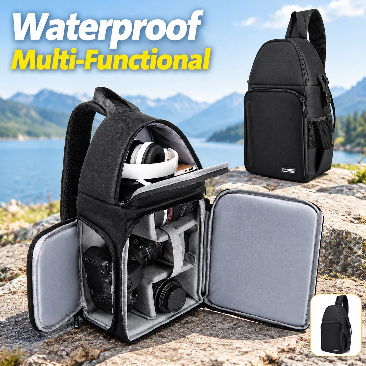 Waterproof Multi-Functional Camera Shoulder Bag Crossbody Photography Backpack Breathable Simple DSLR Bag CADeN