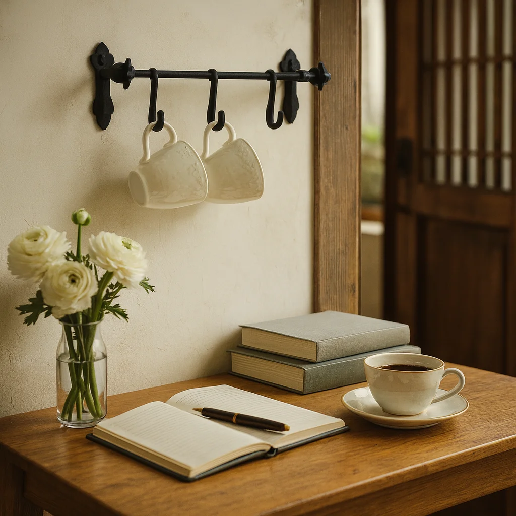 

Iron Decorative Hook Vintage Bar Accessory Rustic Wall-Hanging Hook Dining Area Cup Holder Entranceway Coat Organizer.