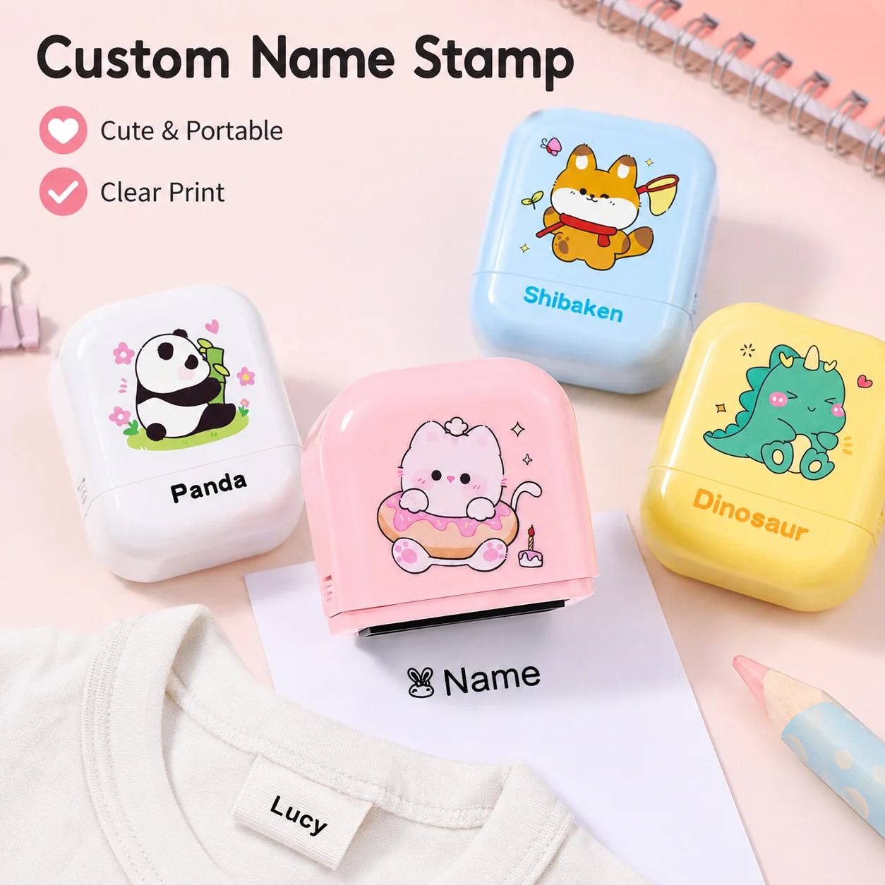 Personalized Custom Kids Name Stamp Signature Text Seal Clothing Label For Kindergarten Eco-friendly Ink Customized Name Stamp