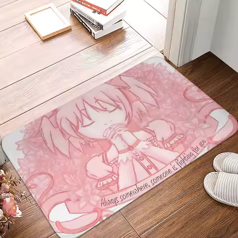 Pink Puella Magi Madoka Magica Anime Non-slip Rug Doormat Bath Mat Floor Carpet Entrance Door Decorative