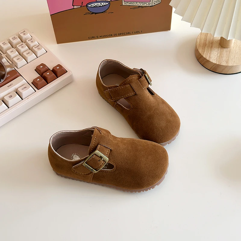 Spring and Autumn New Girls Comfortable Bean Shoes Boys Soft Sole Lightweight Birkenstocks Children Retro Casual Non-slip Shoes