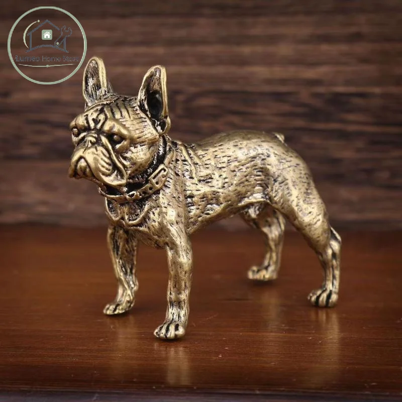 Antique Brass Poodle Zodiac Tea Pet Ornament Small Copper Figurine for Tabletop Tea Decor Unique Gift for Dog Admirers