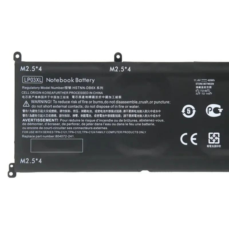 For HP TPN-C121/C122/C124 14-J104TX 15-AE122TX LP03XL HSTNN-DB6X 804072-241 11.4V 48wh/4050mAh Laptop Battery