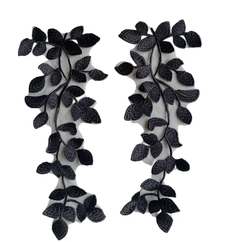 

10 Pieces New High-quality Vintage Black and White Tree Leaf Embroidery Lace for Floral DIY Weeding Dress Accessories