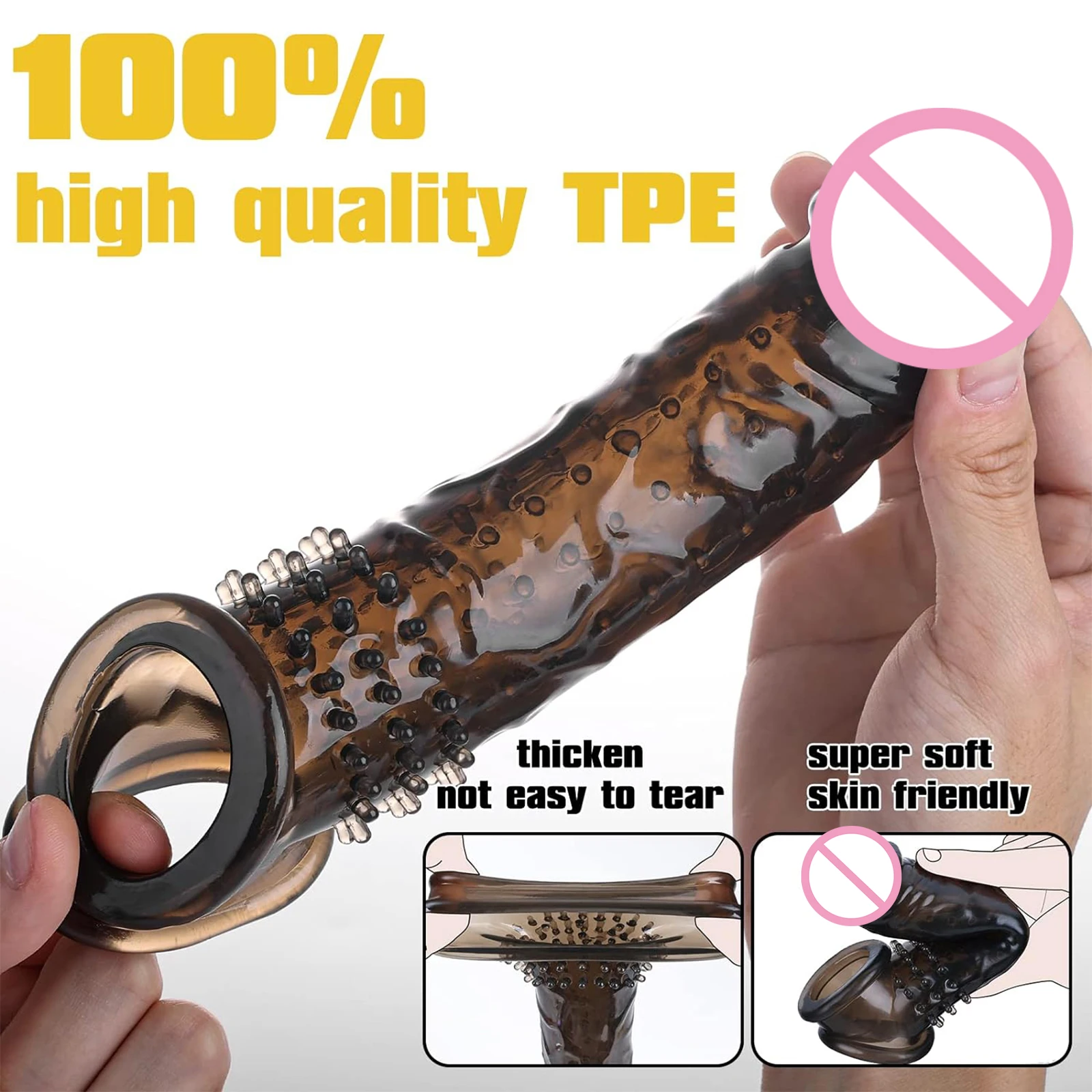 Reusable Penis Extender Cock Sheath Rings Delay Ejaculation Condoms Dick Sleeve Glans Cover Enlargement Sex Toys for Men Sexshop