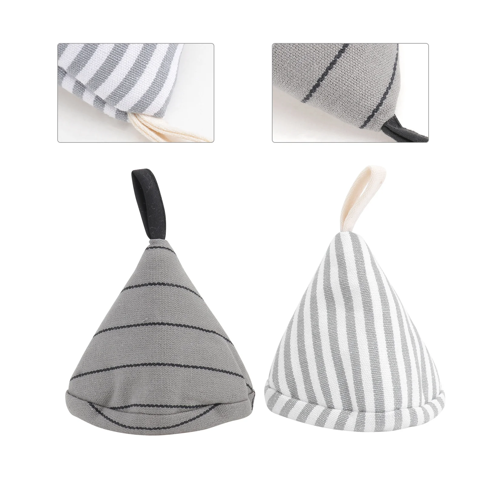 

2pcs Triangle Pot Caps Heat Proof Covers Reusable Cotton Kitchen Bakeware Microwave Oven Gloves Household Supplies Cooking