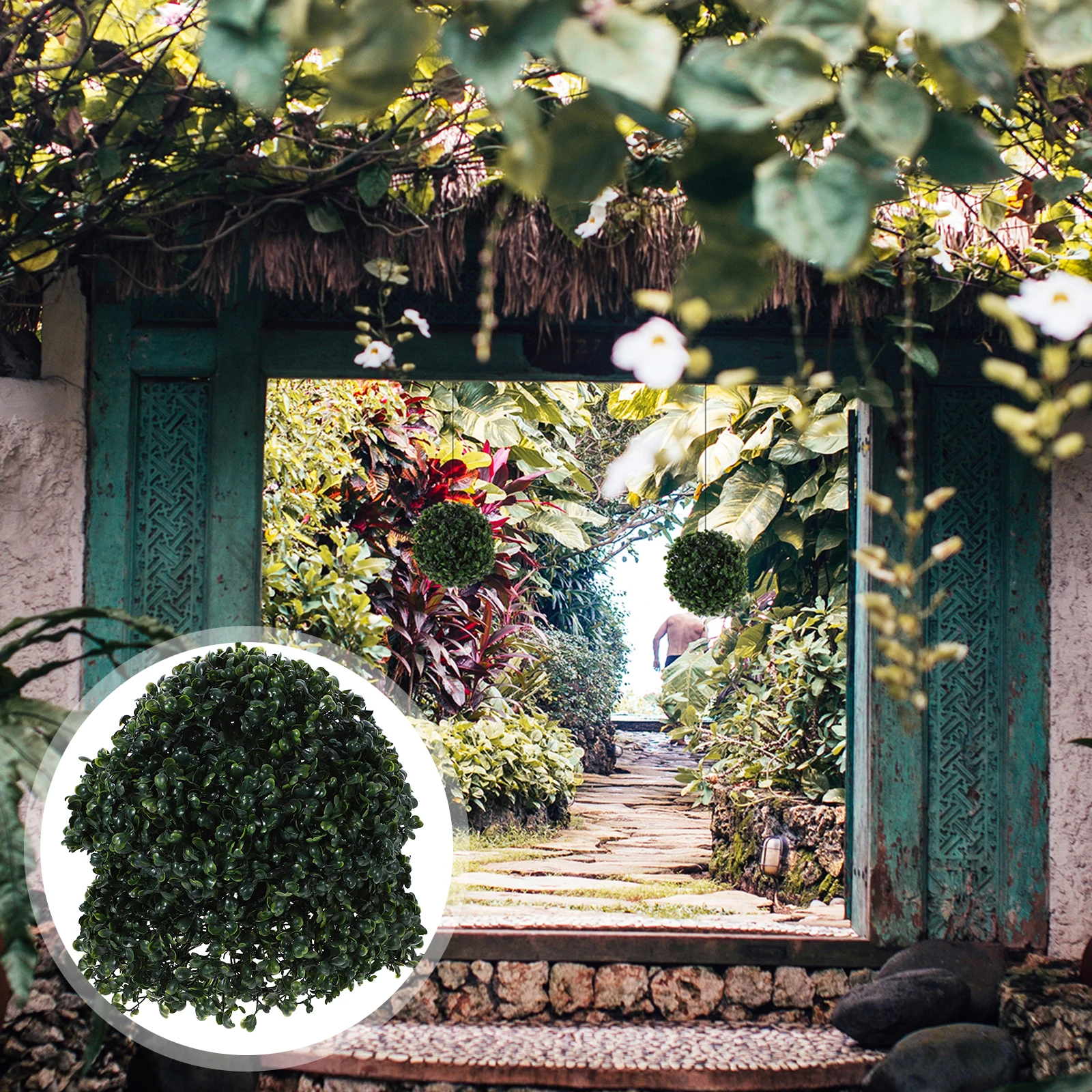 Grass Ball Decoration 28cm Green Artificial Plant Balls Plastic Home Restaurant Decor Simulation Boxwood Topiary Hanging